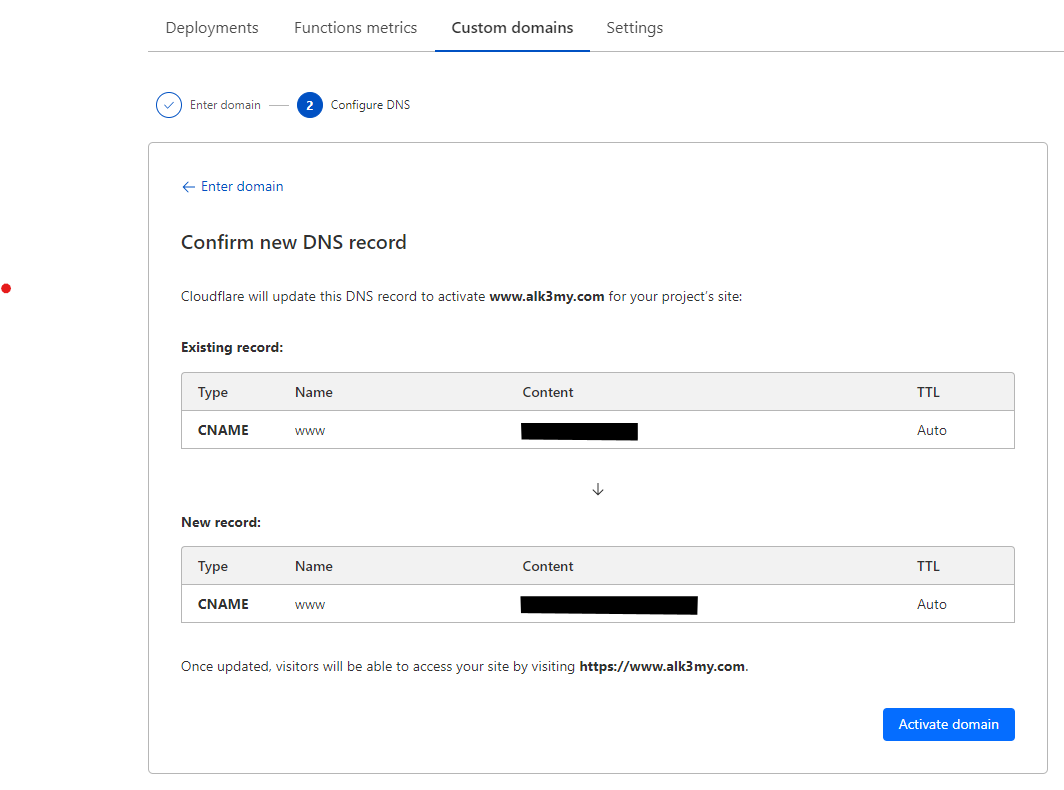 Confirm new DNS record